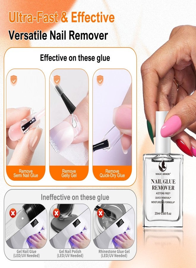 MAGIC ARMOR Press On Nail Glue & Remover Set – No UV Needed, Quick Dry Strong Adhesive & Non-Acetone Debonder, Long Lasting Semi Solid Glue & Gentle Remover for Fake Acrylic Nails - Image 5